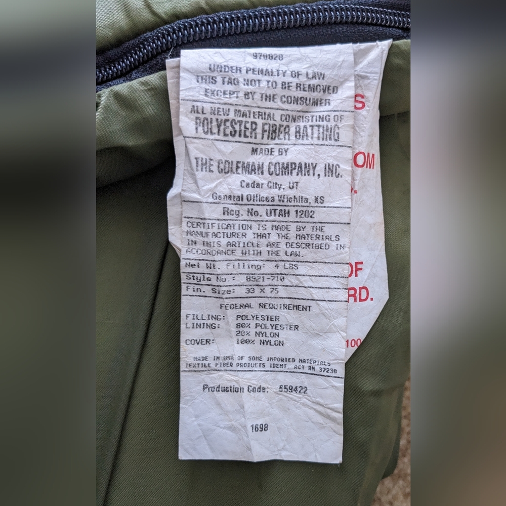 Coleman sleeping bag - Picture 5 of 5